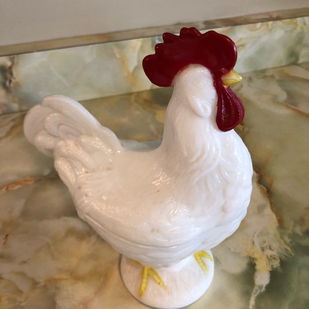 Vintage milk glass rooster